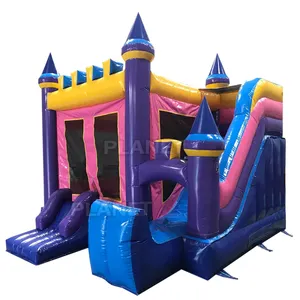 Pink Commercial Grade Inflatable Bouncy Castle Combo Slide Air Jumper Bounce For Sale