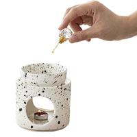 Diffuseur de cire fondante et brûleur d'huiles essentielles en céramique rond, moderne, moucheté, amovible, pour bougies chauffe-plat