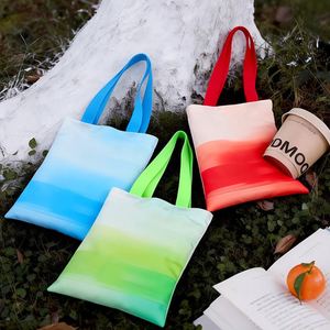 Sacs fourre-tout en toile à motifs de logo personnalisés, dégradés, réutilisables, pliables, à porter à la main, cadeau pour les fêtes - Product Image 2