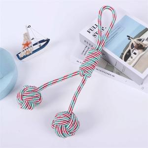 Cuerda interactiva <span class=keywords><strong>para</strong></span> <span class=keywords><strong>perros</strong></span> de algodón ecológica de estilo moderno, Bola de punto, dientes de cachorro, limpieza indestructible, nudo de mano duradero - Product Image 2