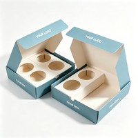 Boîte en papier bleue personnalisée pour plats à emporter avec insert pour trempettes, biscuits, sushis, poulet frit, frites, emballage avec LOGO