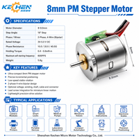 Motor paso a paso bipolar de 2 fases y 4 cables KECHEN MOTOR KC-08BY25, CC 5V, eje de 1.0mm, micro-paso para proyectos de precisión