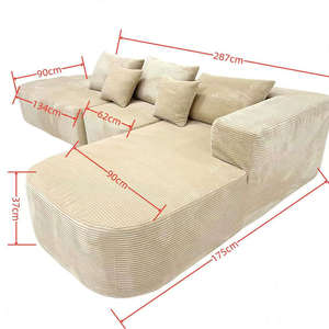 L-Shaped Corduroy Fabric <b>Sofa</b> With Removable Washable <b>Cover</b> Breathable Foldable Multifunctional For Children Adults Elderly - Product Image 3