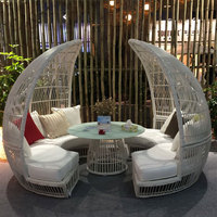Ocio Silla de ratán Sofá Creativo al aire libre Semicircular Sofá de ratán