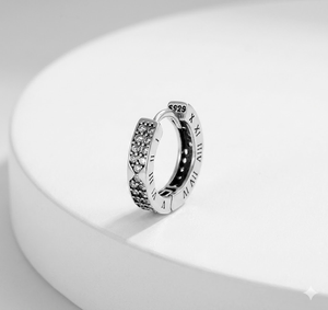 Glimmering Sleek <b>Hinged</b>‑Lock Ear Circles, Sturdy Sterling Silver Snap‑Closed <b>Hoop</b> Ear Adornments Inlaid With Continuous Pave‑Set - Product Image 1