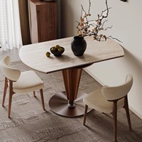 Table à manger extensible de luxe en pierre frittée, table ronde convertible pour petits espaces
