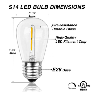 Giảm Giá Lớn Đèn Giáng Sinh S14 48ft 24 Lỗ Cắm Đèn Dây Led Trang Trí Sân Vườn Ngoài Trời Chống Nước Cho Quán Rượu - Product Image 5