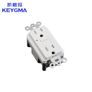 KEYGMA 125V 15A สีขาว GFI เต้าเสียบผนังที่ทนต่อการงัดแงะด้วยมาตรฐาน UL943