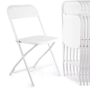 White Plastic Modern Folding <b>Chair</b> for <b>Outdoor</b> Garden Dining & Living Room Use <b>Stackable</b> Lightweight Durable UV Resistant - Product Image 1