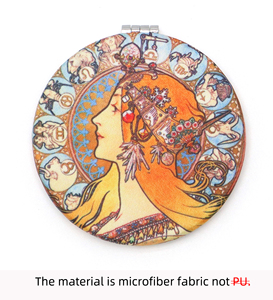 사용자 정의 로고 양면 화장품 손 거울 귀여운 포켓 컴팩트 미니 접이식 패브릭 거울 - Product Image 6