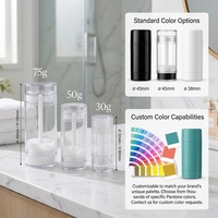 Offres Spéciales – Bâtonnets en plastique PP de 30 ml, 50 ml, 75 ml pour emballage de déodorant solide avec impression sérigraphiée disponible