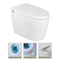 WC intelligent non électrique avec réservoir encastré, installation au sol, chasse d'eau par siphon, fonctions de lavage des fesses, céramique PP