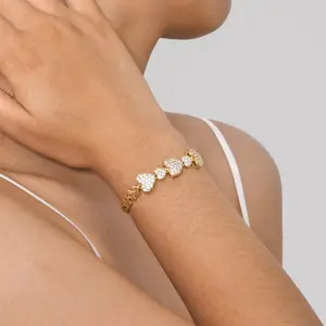18K Gold Plated Zircon Twist Design Charm Bracelet Fashionable Women's Jewelry Bangle Accessory