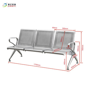 Silla de Espera Jianyi de 3 Plazas con Estructura de Aluminio y Asiento de PU Verde Oscuro para Uso en Hospitales y Aeropuertos - Product Image 5