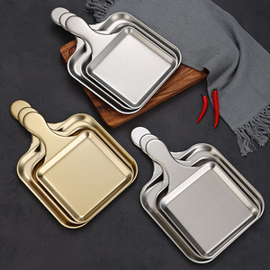 Stainless Steel Square Plate With Handle For Steak Barbecue Party Serving Tray Cold Dish Platter - Product Image 2