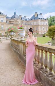 Vestido de Noche de Sirena de Satén Rosa, Fabricante Vietnamita, Tirantes Espagueti, Volantes, OEM, ODM, Venta al por Mayor 2025 - Product Image 5