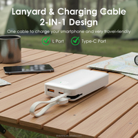 Chargeur de téléphone portable portable 22,5 W avec écran LED, essentiels de voyage, 10000 mAh, câble USB C et L intégré, PowerBank pour Google pour tablette