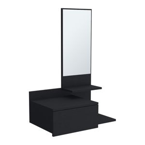 Mueble flotante para pasillo, 36.2 pulgadas de alto, 1 cajón, 3 estantes, 1 espejo, negro - Product Image 4