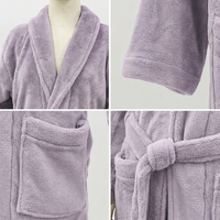 Robe personnalisée avec logo, à capuche, en flanelle, violet clair, respirante, brodée, pour femme, manches longues, après la douche