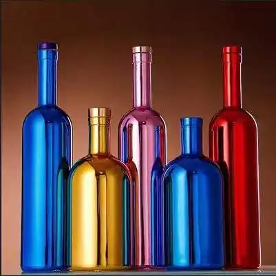 Роскошные гальванические стеклянные бутылки для ликера 375 мл 500 мл 750 мл индивидуальные цветные бутылки для вина для водочного виски