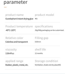 Adhesivo Instantáneo Xxt14 Guoelephant 401 con Resistencia al Frío y al Calor y Curado Rápido - Product Image 6