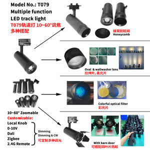 Ledeast T079 thông minh casambi độ sáng mờ Spotlight Nhôm Cơ thể <span class=keywords><strong>COB</strong></span> 10-60d Zoomable dẫn ánh sáng theo dõi với tổ ong - Product Image 5