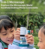 RTS Toy Kids Portable Handheld Microscope for Bacteria Observation, Outdoor Science Experiments for Kids Students Gift