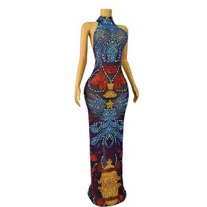 Robes de soirée élégantes scintillantes argentées pour femmes, robe de soirée longue bleue pour invitées de mariage, robes de club - Product Image 5