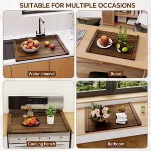 Vassoio da Cucina Rustico in Legno di Acacia e Coprifornello, Tipo a Singolo Livello, Impermeabile - Product Image 6