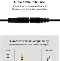 Câble d'extension audio AUX 3,5 mm mâle vers femelle plaqué or, cordon auxiliaire stéréo pour casque, haut-parleur, appareils audio de voiture