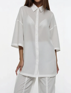 OEM ODM Chemise longue décontractée et élégante de haute qualité pour femmes en coton tissé personnalisable-Direct Vietnam Manufacturer - Product Image 6