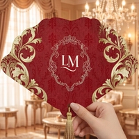Carte d'invitation de mariage personnalisée en forme d'éventail irrégulier, avec détails du couple imprimés, pour fournitures d'invitation des invités de mariage