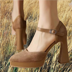 Chaussures légères à talons épais pour femmes, idéales printemps-été-automne – Plateforme imperméable en caoutchouc, bout pointu, à bride unique - Product Image 3