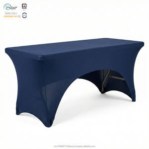 Housse de table ronde extensible en spandex ignifuge et imperméable de 120 pouces, personnalisable, pour réception de mariage - Product Image 1