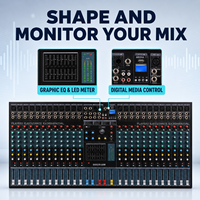 Mezclador de Audio EMX24-USB de 24 Canales, 99 Efectos DSP, Ecualizador de 7 Bandas, USB, Bluetooth, Alimentación Phantom de 48V para Estudio, Escenario y Transmisión en Vivo