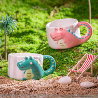 Mug à lait en céramique 380 ml, motif petit crocodile, design mignon de dessin animé, réutilisable, compatible lave-vaisselle, pour les fêtes