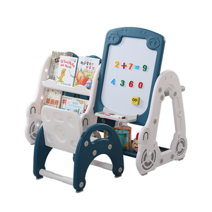 2对1绘画学习桌批发磁性学习塑料儿童白色绘图板，带桌椅 - Product Image 1