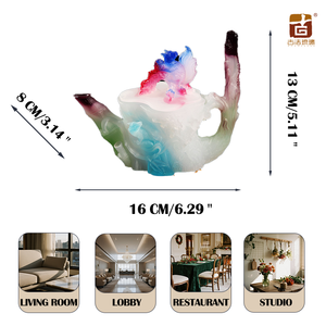 Couvercle d'écureuil sculpté exquis Liuli Jade théière Sculpture Style Antique motif floral décor Feng Shui richesse Collection pièce - Product Image 2