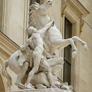 <span class=keywords><strong>Escultura</strong></span> <span class=keywords><strong>de</strong></span> Caballo Marly en Mármol Blanco con Soldado en el Louvre - Product Image 1