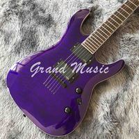 Guitare électrique à 6 cordes, en érable flamme rouge, manche au corps, instrument personnalisé