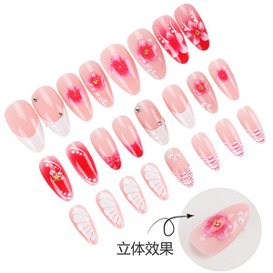 Faux ongles en acrylique 3D sculptés en forme de fleur, durables et légers, options de couleurs blanches, <span class=keywords><strong>pastel</strong></span> et vives - Product Image 5