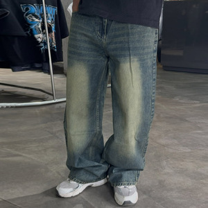 Jean en denim baggy déchiré de haute qualité, personnalisé, effet vieilli, délavé, brodé, style <span class=keywords><strong>hip</strong></span>-hop, pour homme, de créateur - Product Image 3