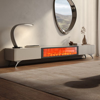 Meuble TV et Table Basse Movvon TSF981 en Pierre, Style Luxe Moderne, avec Effet Flamme 3D, pour Salon, Petit Meuble Décoratif pour la Maison