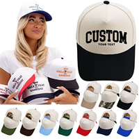 Gorra de Béisbol de 5 Paneles de Algodón Puro con Bloques de Color OEM, Logotipo Bordado, Hebilla Ajustable de Plástico, Gorra para el Sol con Logotipo Impreso