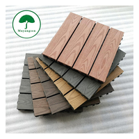 Lantai Komposit Eksterior Modern Sistem Snap Button Mudah Dipasang, Finishing Serat Kayu, Tahan Air, Ubin Lantai WPC untuk Teras & Taman