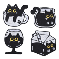 Patchs brodés mignons de chats couple, motif puzzle cœur, chatons, thermocollants et à coudre pour la décoration de vêtements