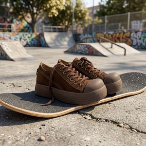2026 Men Chunky Skate Shoes Round Toe Design Thick <b>Rope</b> <b>Laces</b> Multi‑Layer Height Increasing Thick Sole Low‑Top Casual Sneakers - Product Image 1