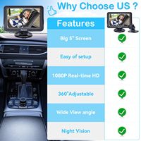 Caméra de surveillance pour bébé de 5 pouces, 1080P HD, capteur CMOS, vision nocturne, vue vers l'avant et vers l'arrière, alimentation USB, installation facile