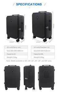 Juego de equipaje giratorio de material de PC elegante y ligero con cierre TSA compartimento frontal logotipo OEM-Maleta de <span class=keywords><strong>viaje</strong></span> Premium unisex - Product Image 6