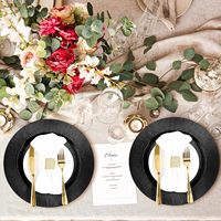 Assiette de présentation noire de 13 pouces pour mariage, événement, Noël – Assiette de table ronde incassable en plastique pour dîner et décoration de table de mariage